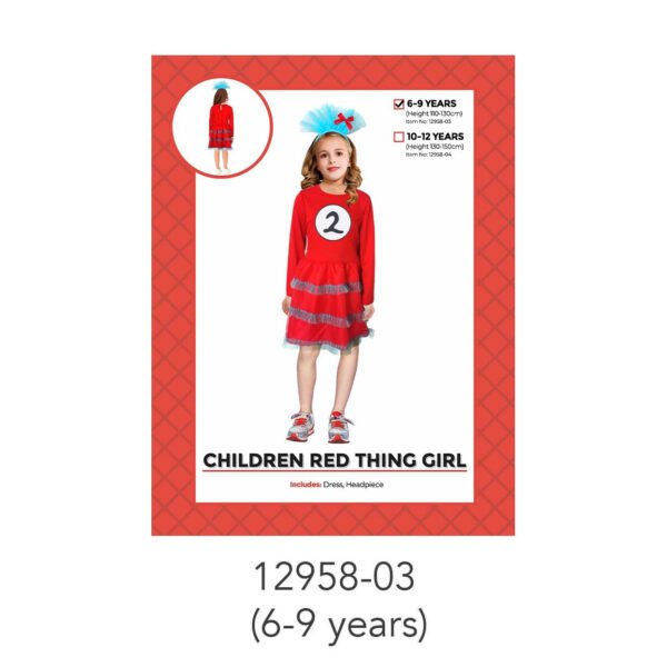 Children Red Thing 2 Girl Costume 6-9 Years