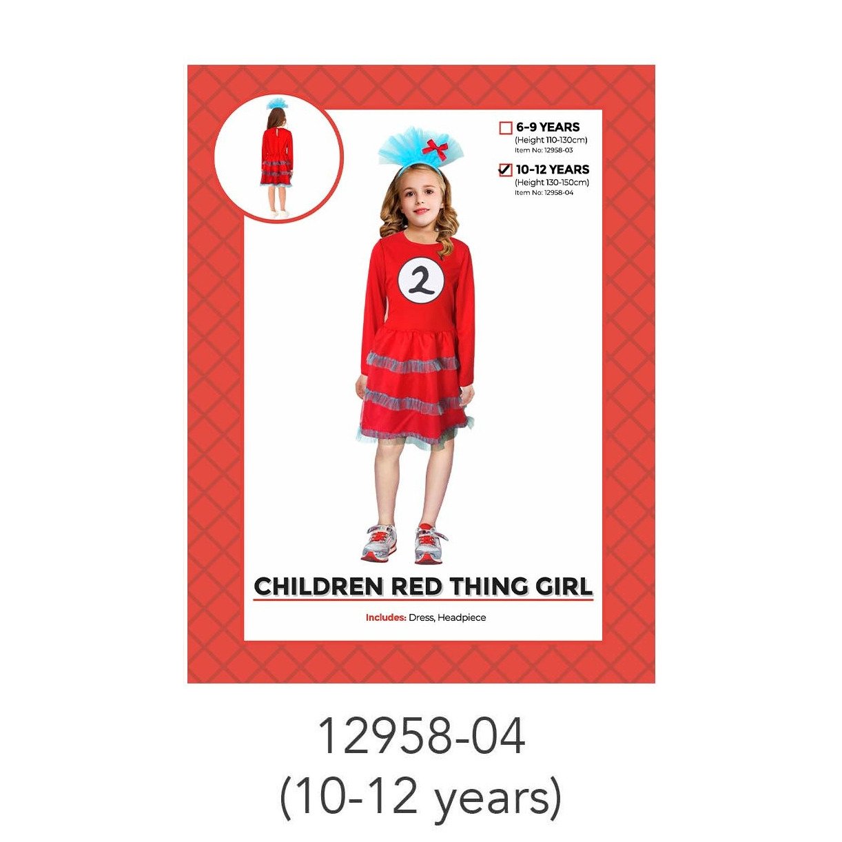 Children Red Thing 2 Girl Costume 10-12 Years