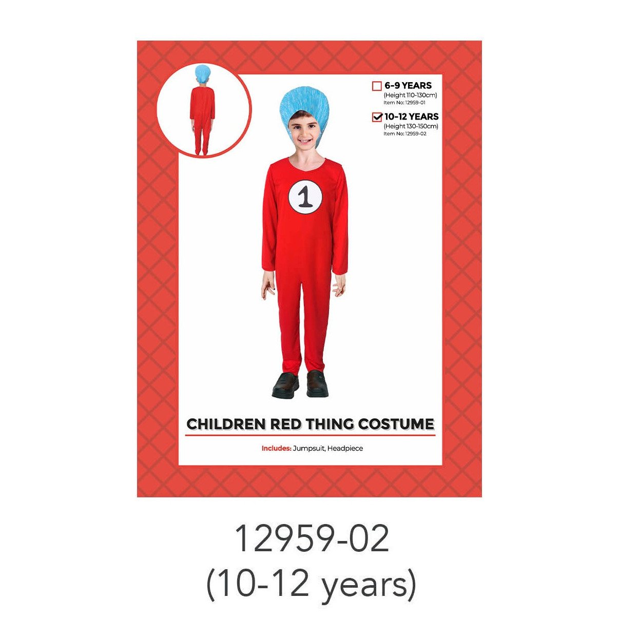 Children Red Thing 1 Costume 10-12 Years
