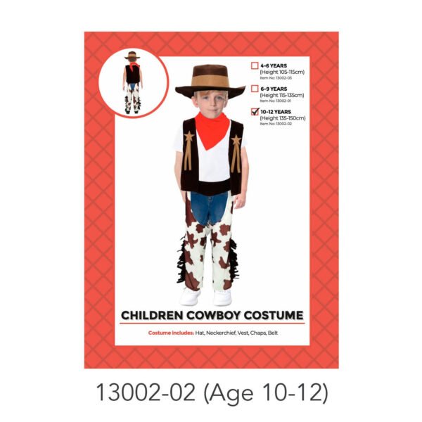 Children Cowboy Wild West Costume 10-12 Yrs