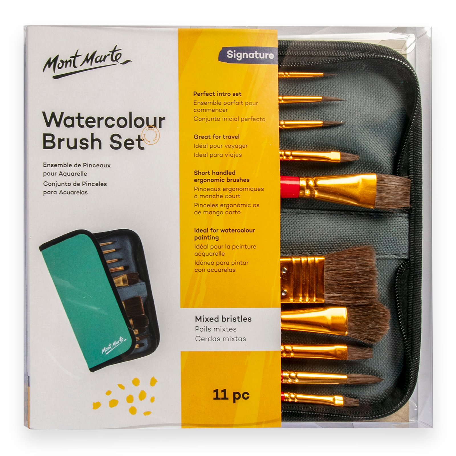 Brush Set in Wallet 11pc - Watercolour