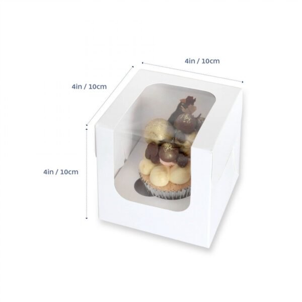1 Hold White Cupcake Box (4x4x4in) (10 Pack)