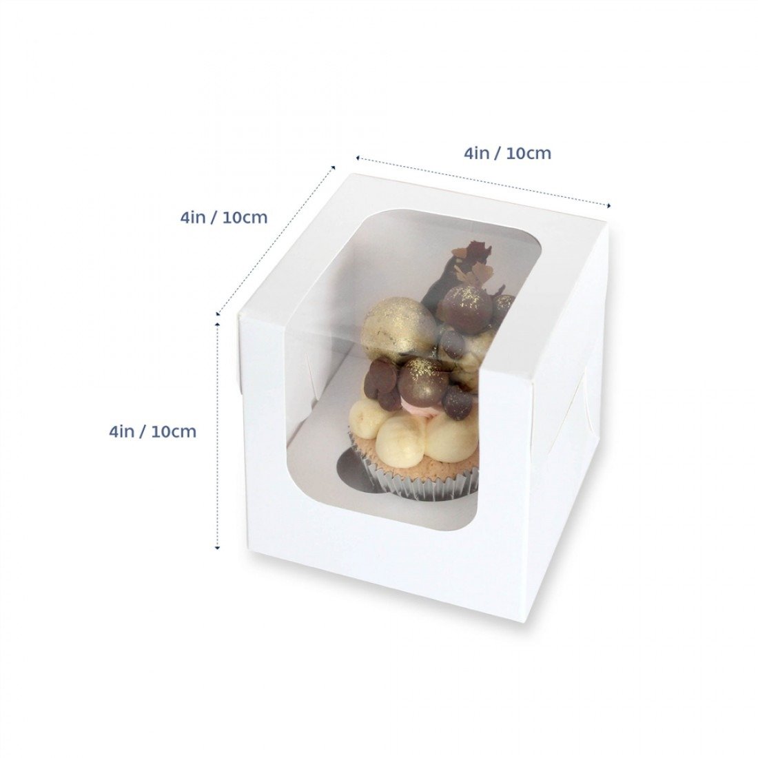 1 Hold White Cupcake Box (4x4x4in) (10 Pack)