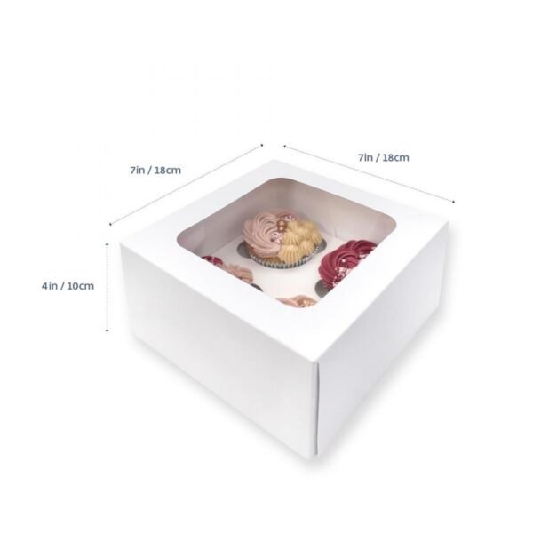4 Holds White Cupcake Box (7x7x4in) (5 Pack)