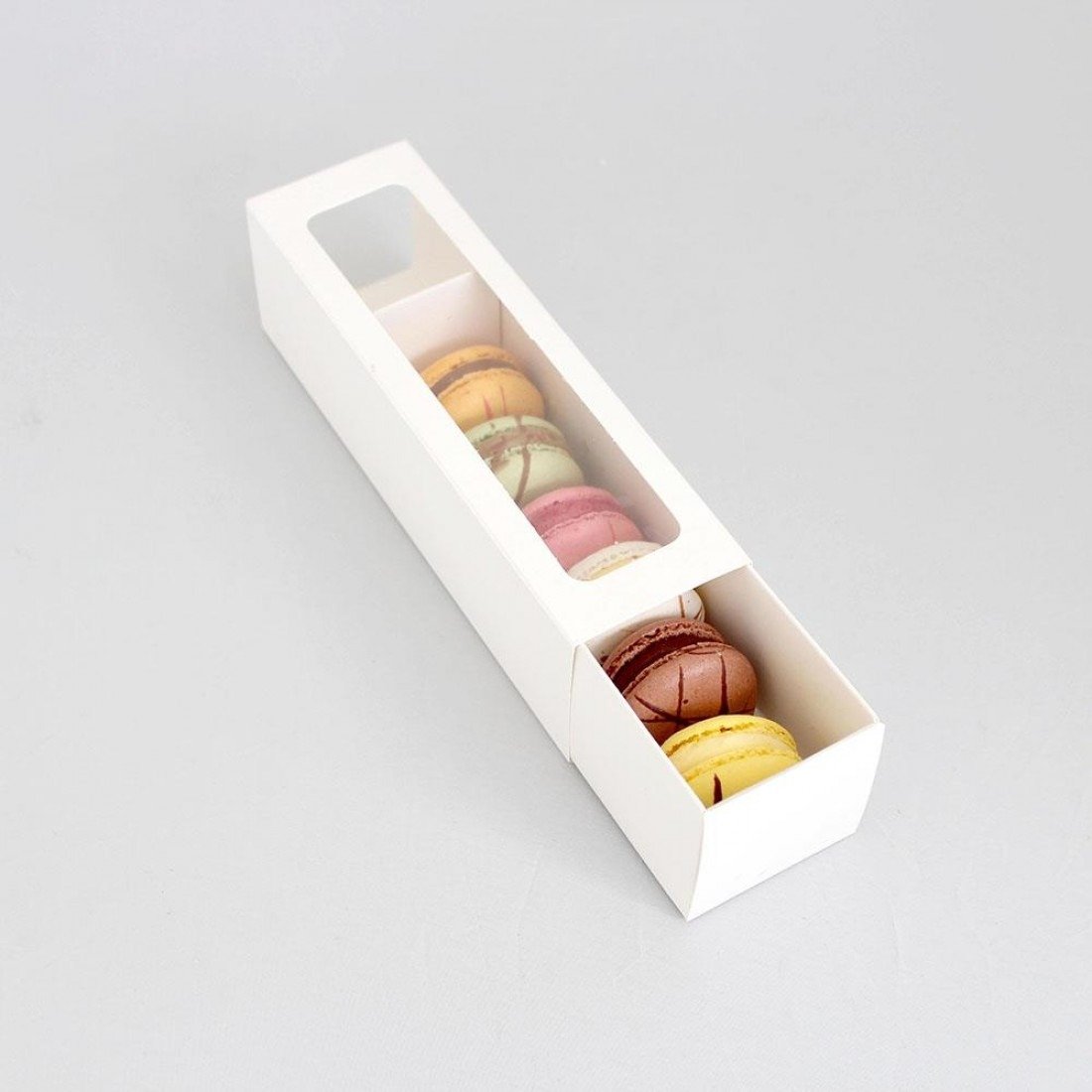 6 Hold White Macaron Box (7x2x2in) (5 Pack)