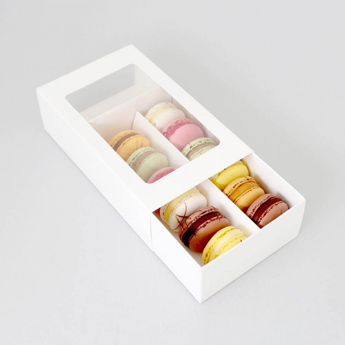 18 Hold White Macaron Box (7x6x2in) (5 Pack)