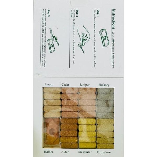 Natural Incense Smudge Brick & Burner Set 7 Earthy Himalaya (Pack of 12)