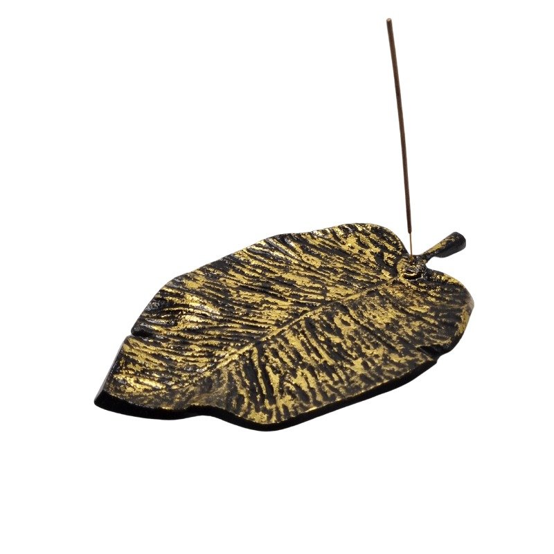 Incense/Smudge Burner Aluminium Golden Leaf (Pack of 2)