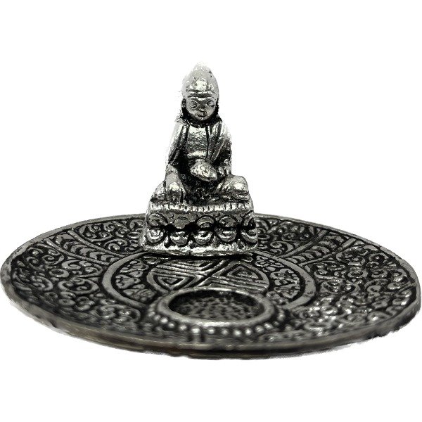 Aluminium Round Incense Holders Buddha 9*5 Cms