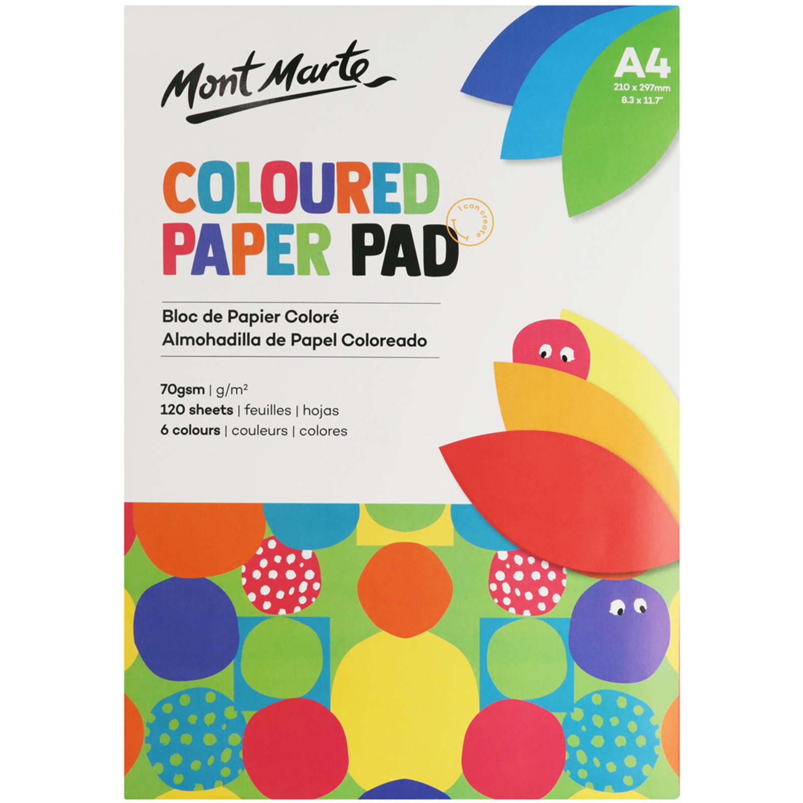 Coloured Paper Pad 70gsm A4 120 Sheets