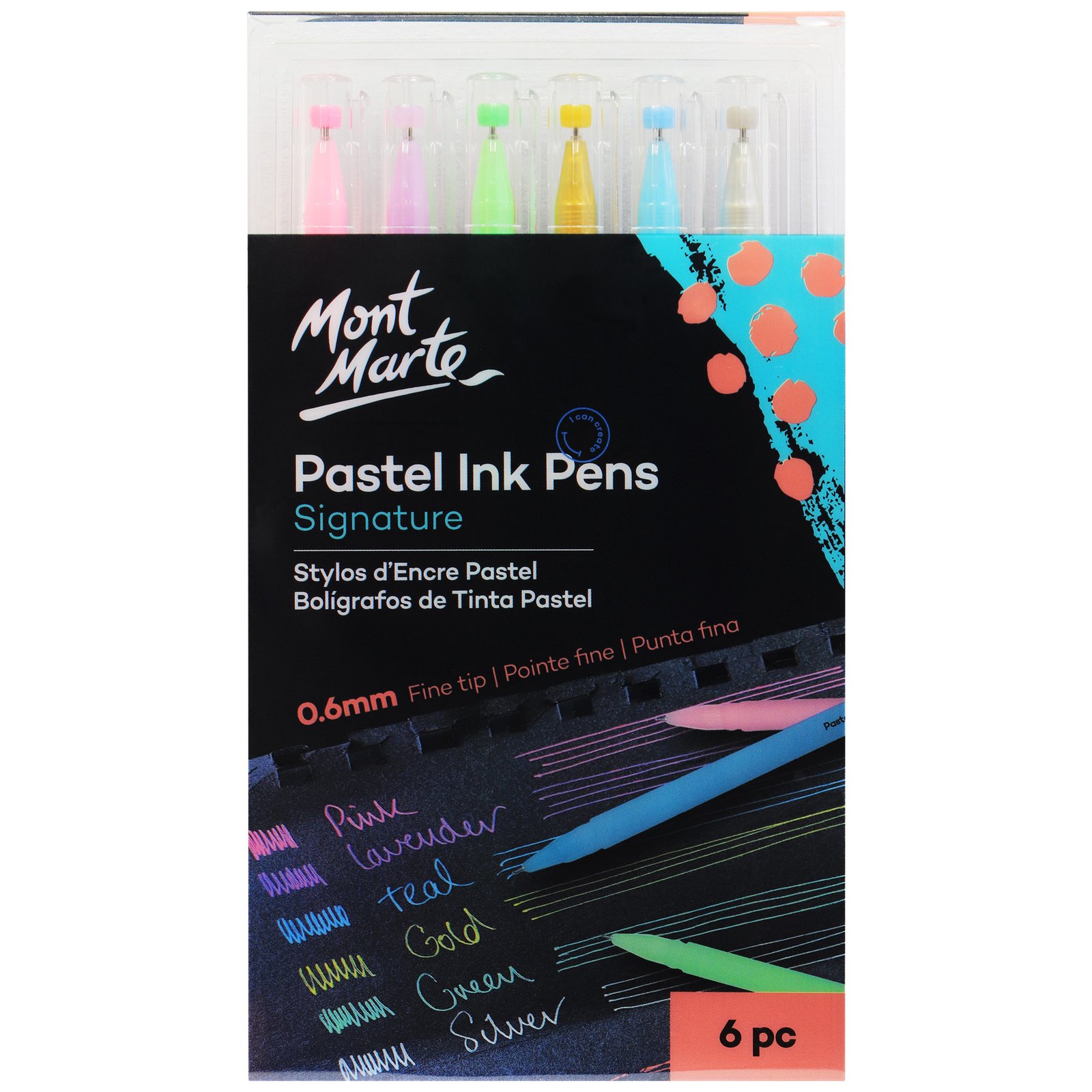 Pastel Ink Pens Fine Tip 6pc
