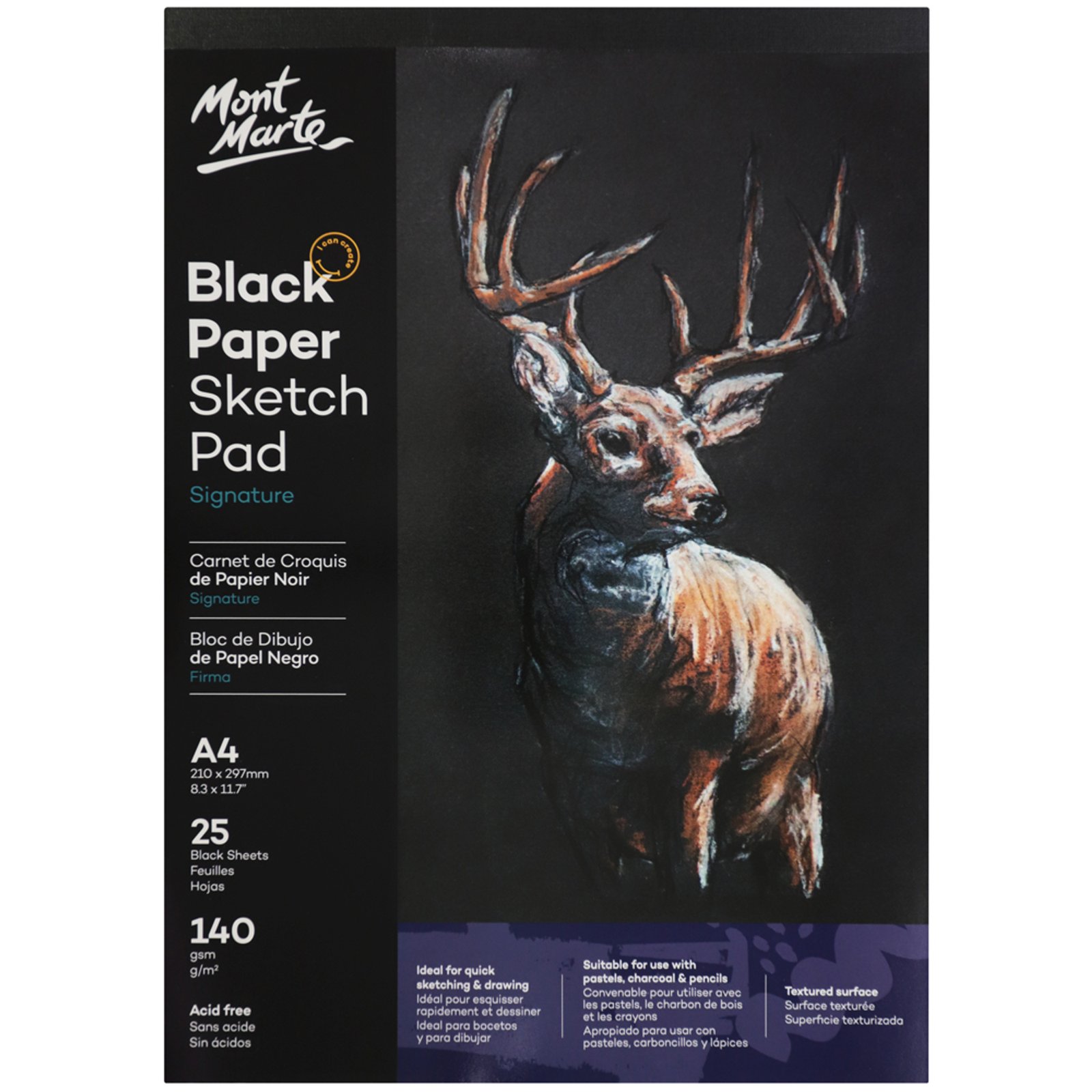 Black Paper Sketch Pad A4 140gsm 25 Sheets