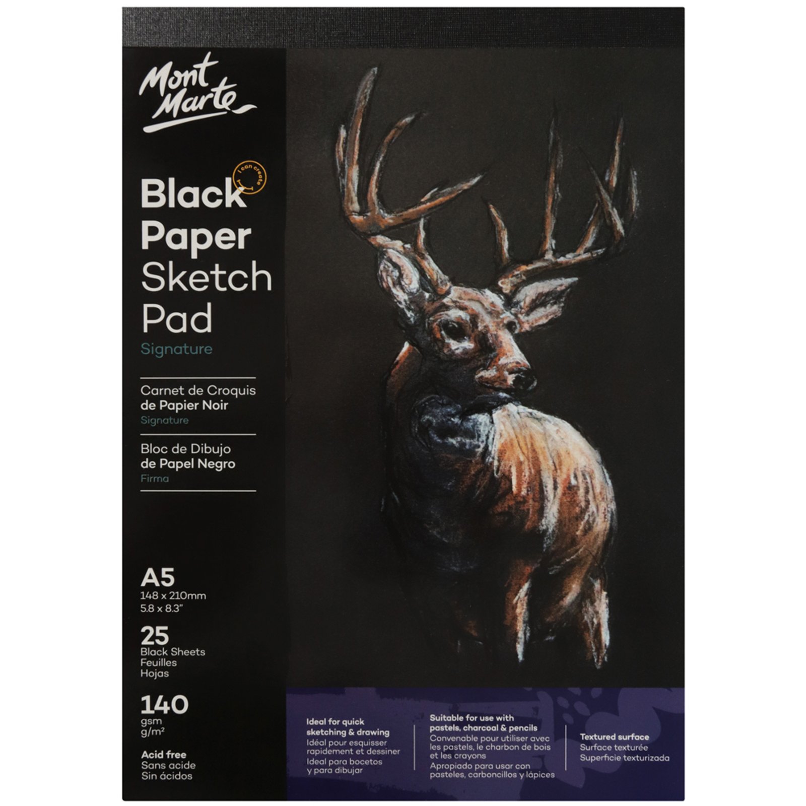 Black Paper Sketch Pad A5 140gsm 25 Sheets