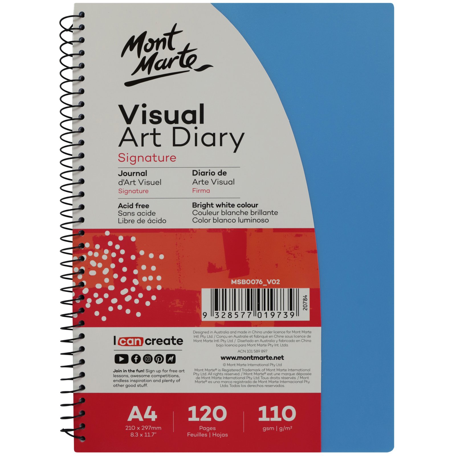 Visual Art Diary PP Coloured Cover A4