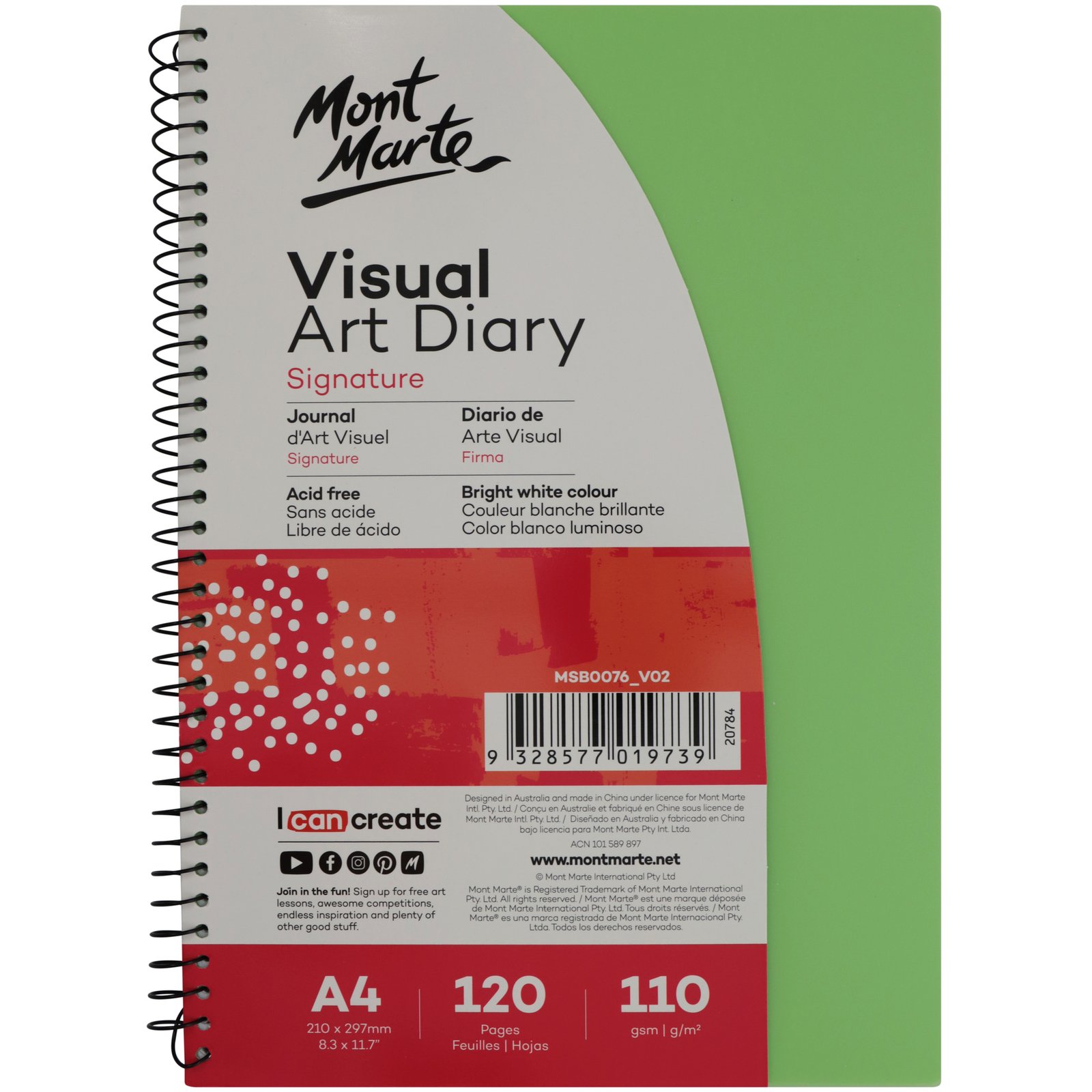 Visual Art Diary PP Coloured Cover A4