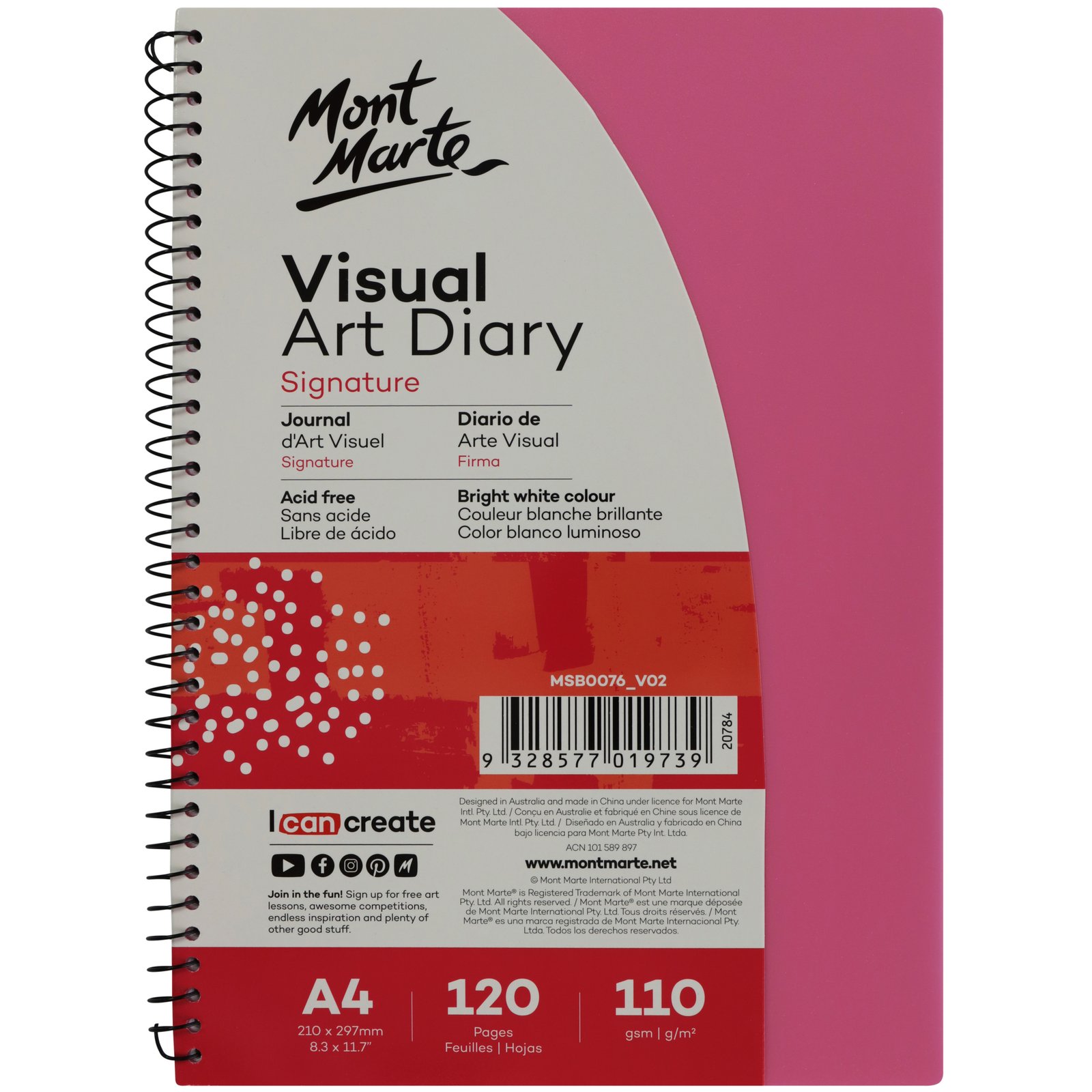 Visual Art Diary PP Coloured Cover A4