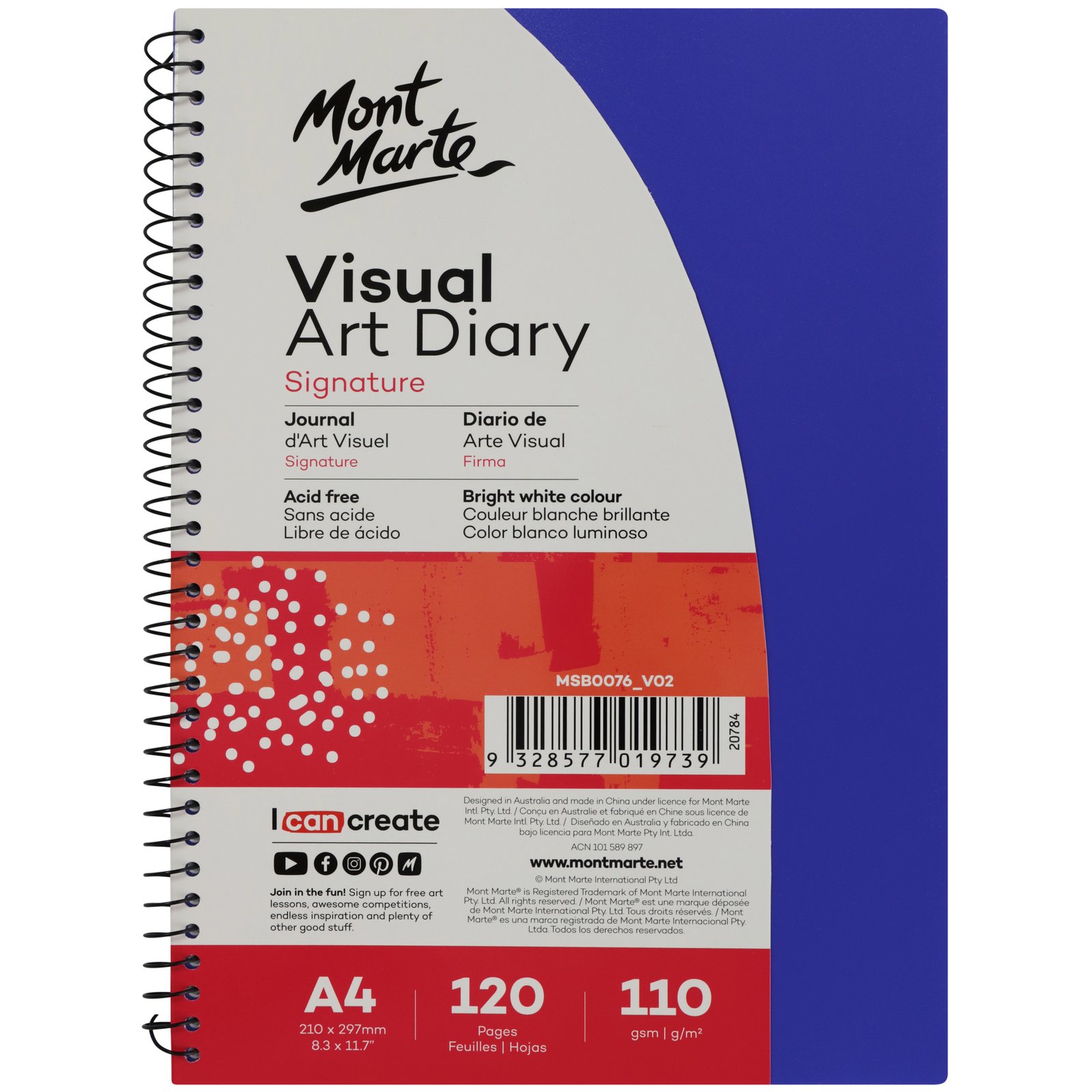 Visual Art Diary PP Coloured Cover A4
