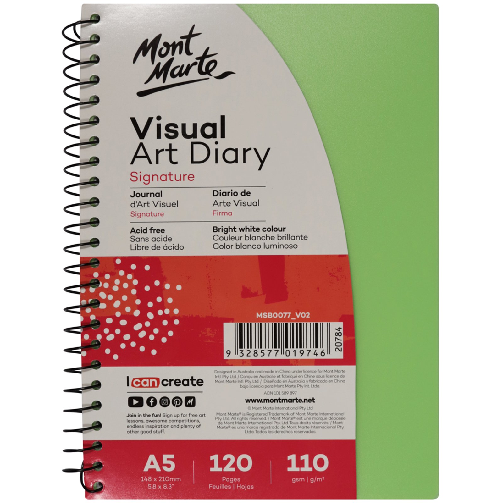 Visual Art Diary PP Coloured Cover A5