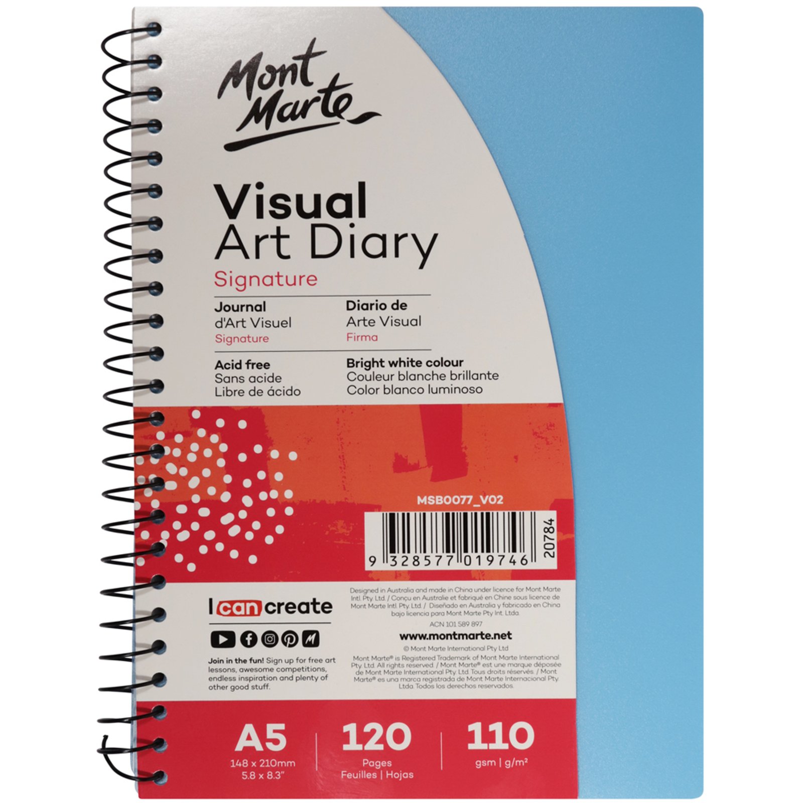 Visual Art Diary PP Coloured Cover A5