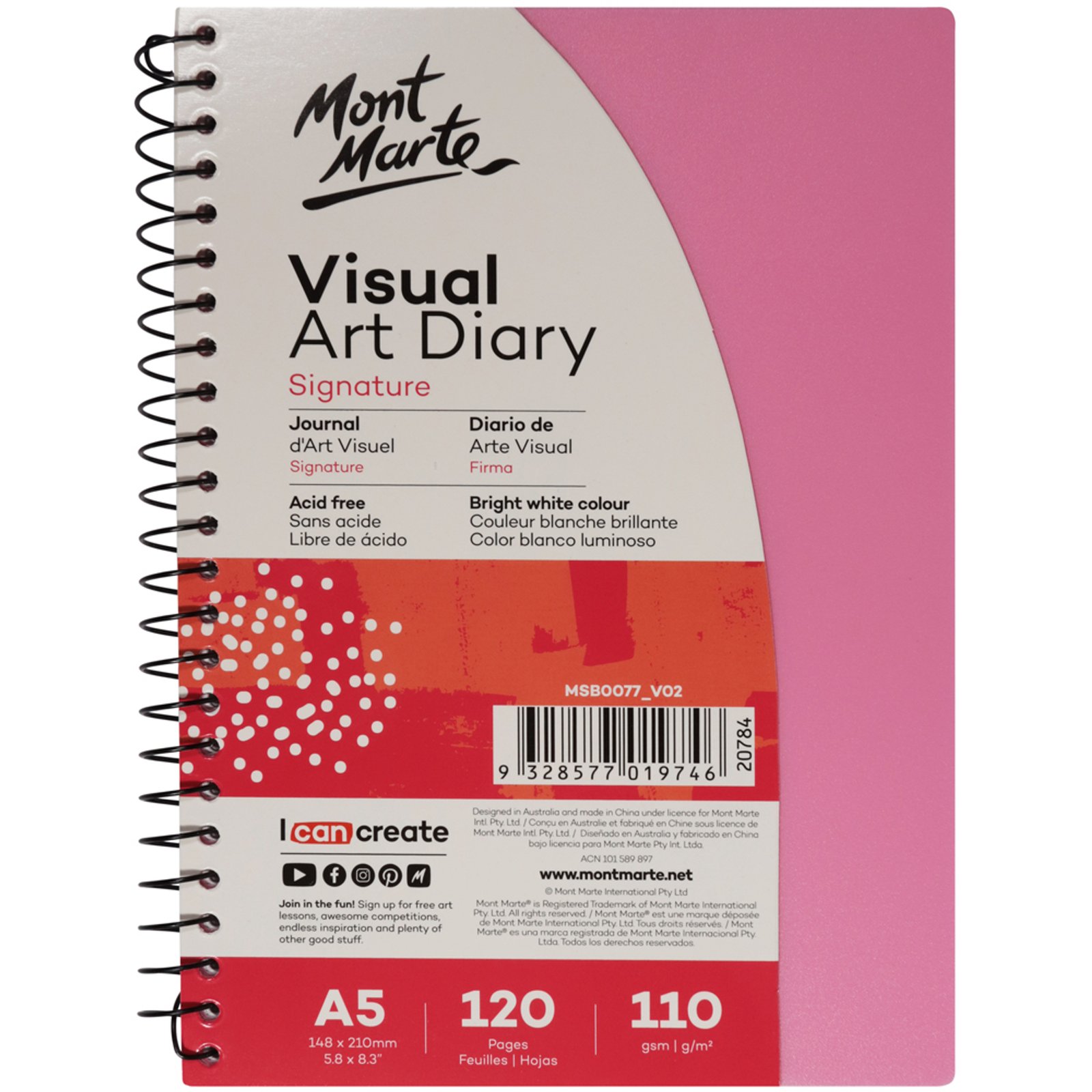 Visual Art Diary PP Coloured Cover A5