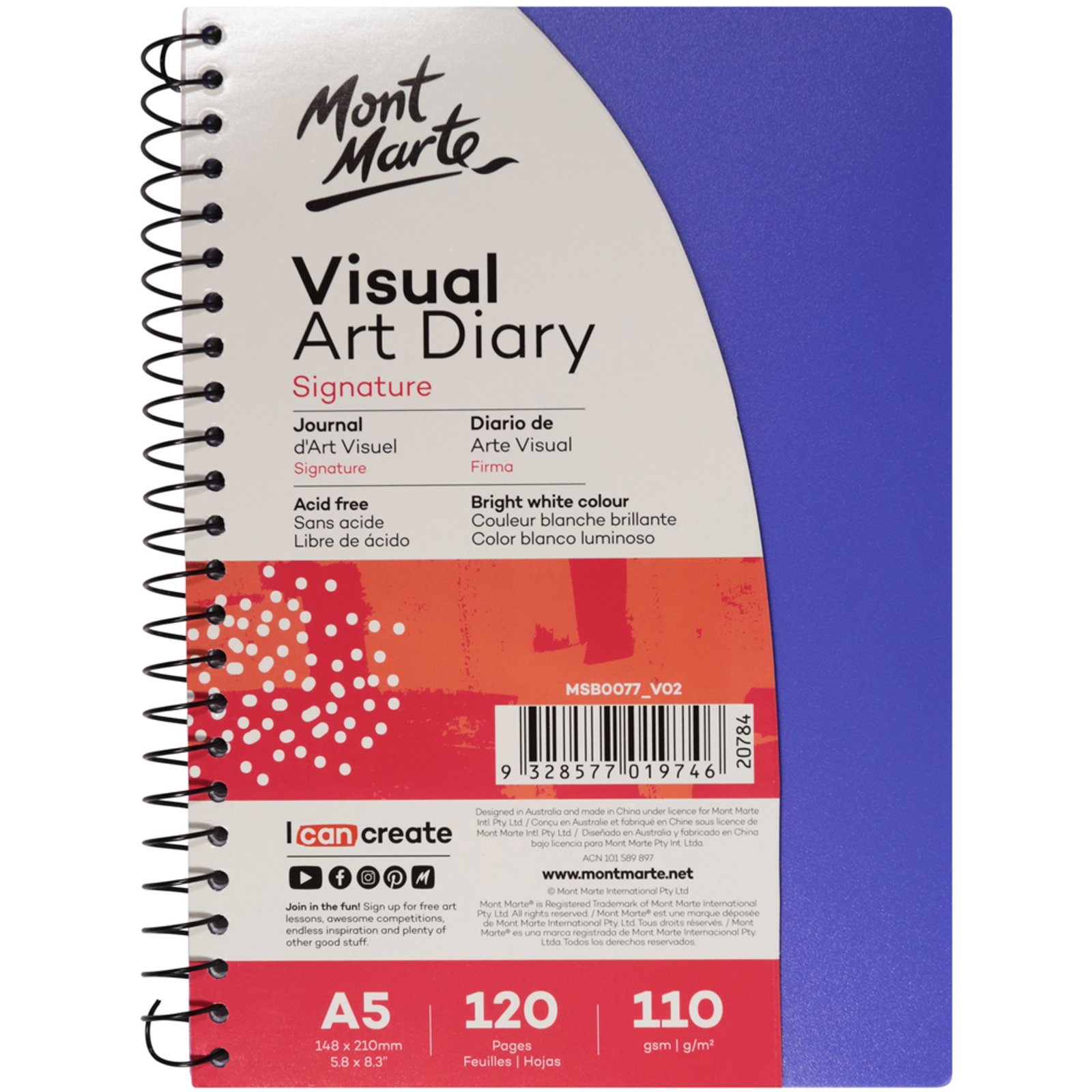 Visual Art Diary PP Coloured Cover A5