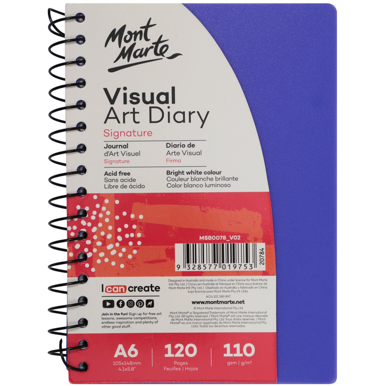 Visual Art Diary PP Coloured Cover A6