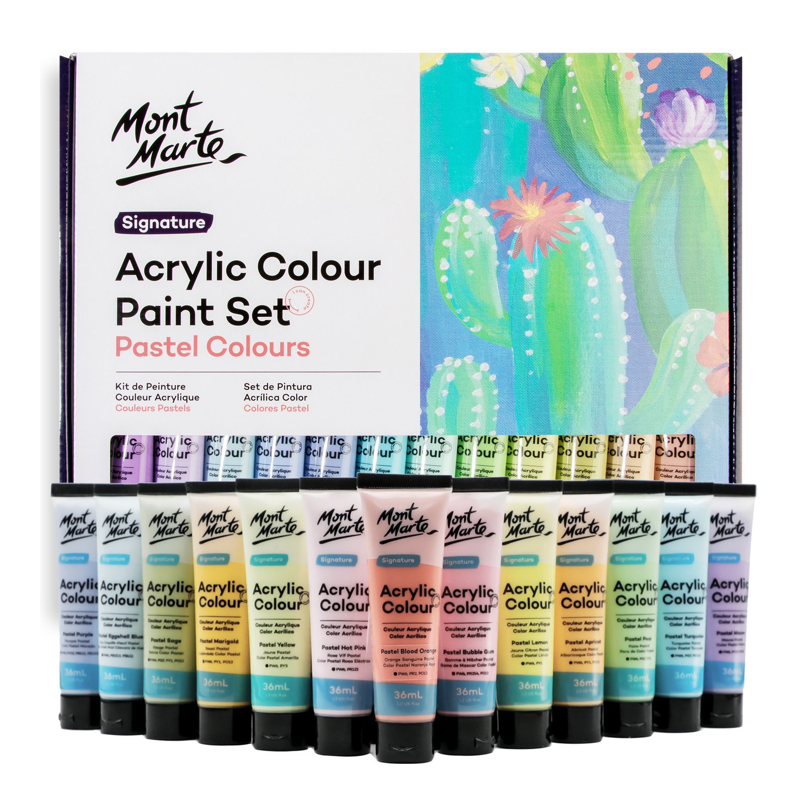 Acrylic Colour Pastel Colours 24pc x 36ml