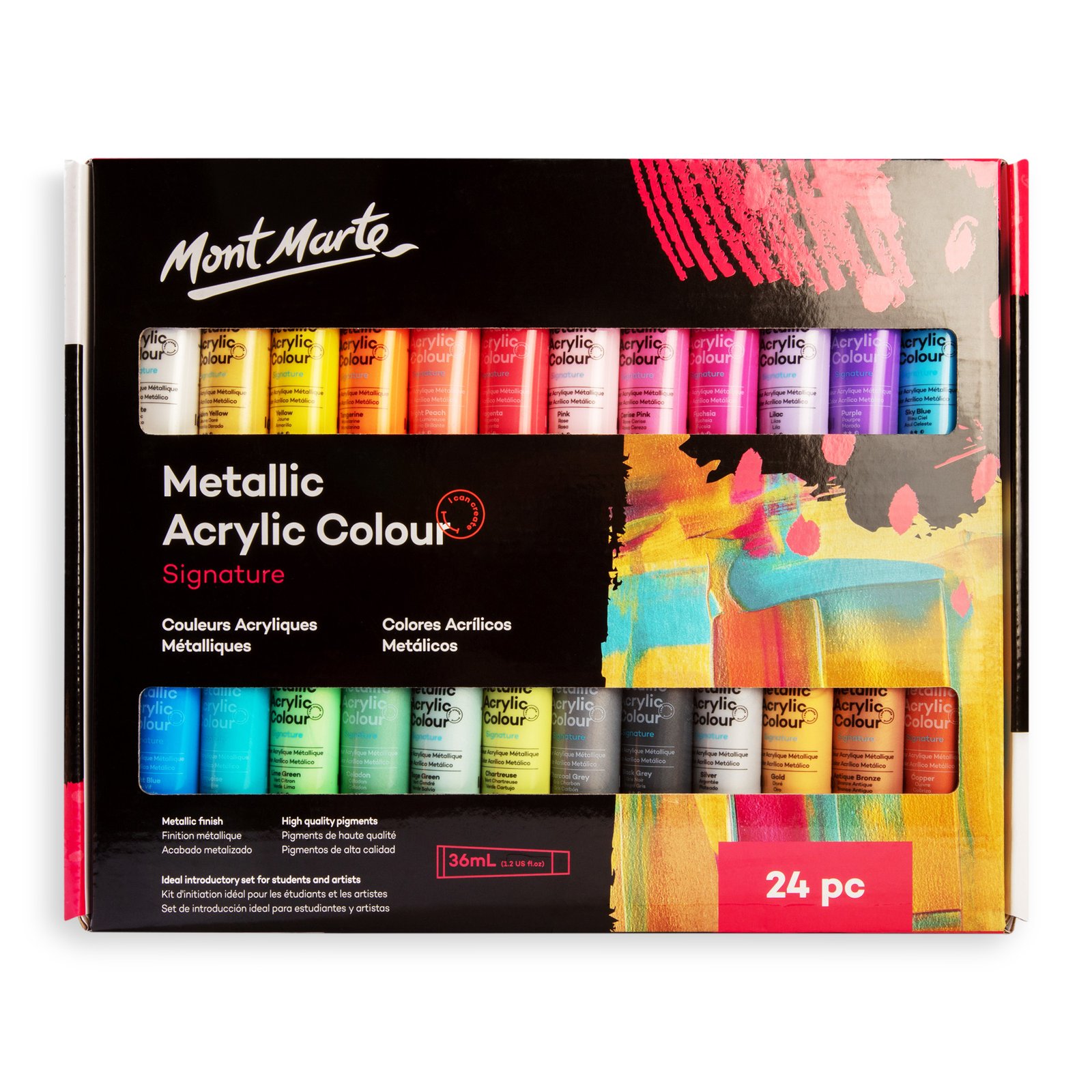Metallic Acrylic Colour Paint Set 24pc x 36ml