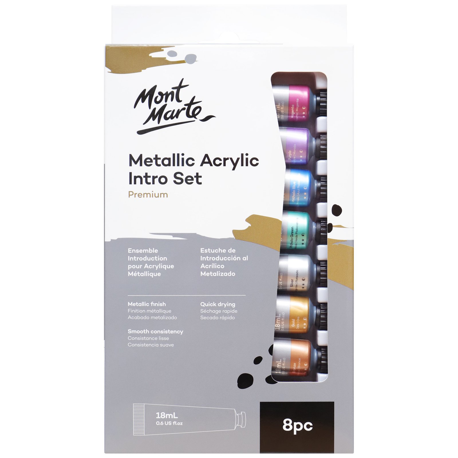 Metallic Acrylic Paint Intro Set 8pc x 18ml