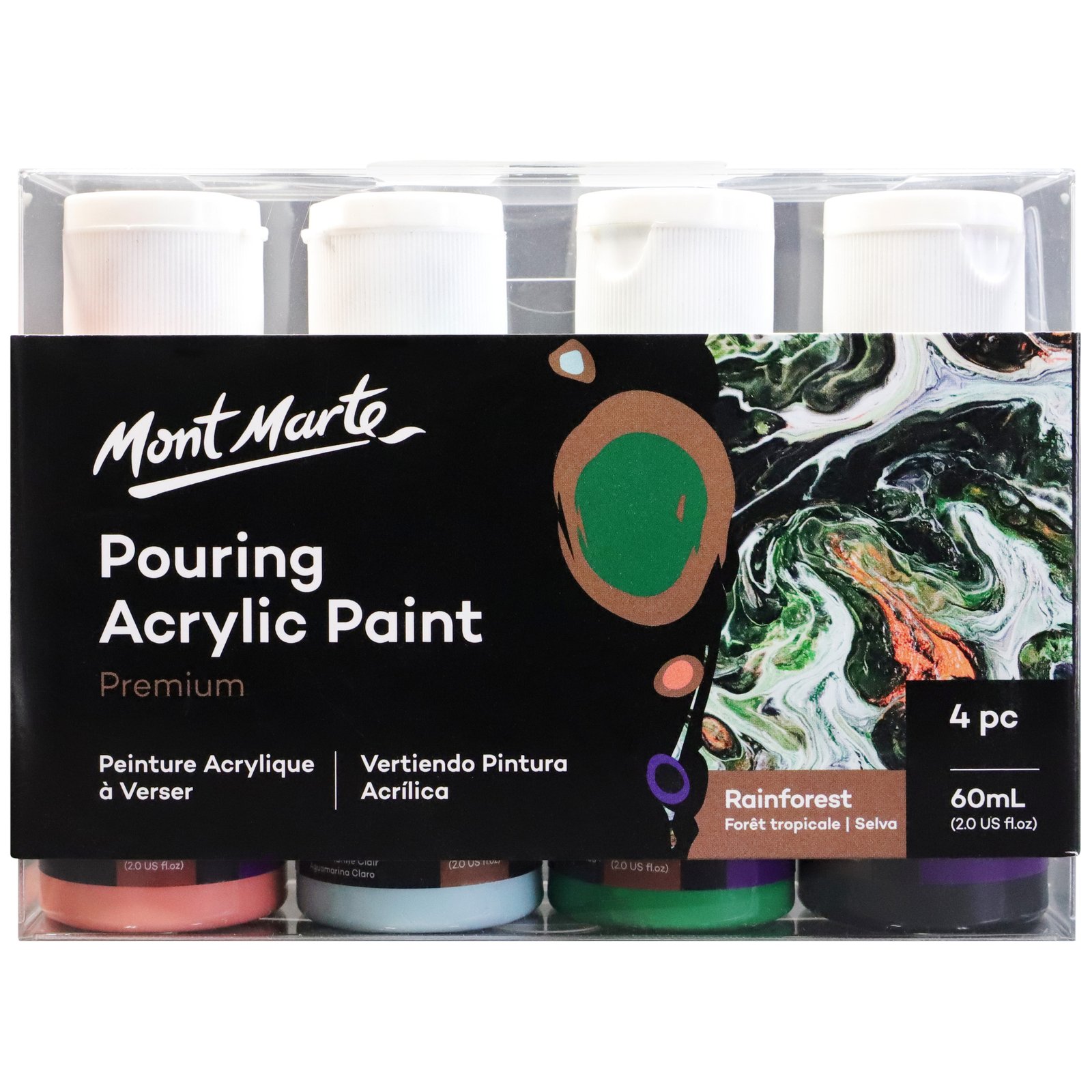 Pouring Acrylic 4pc x 60ml - Rainforest
