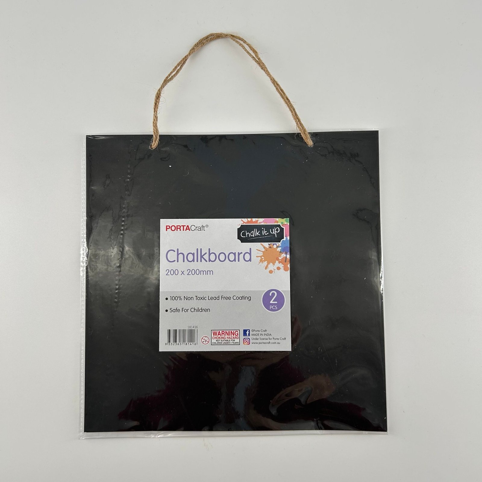 Hanging Chalkboard Square 200mm 2pk