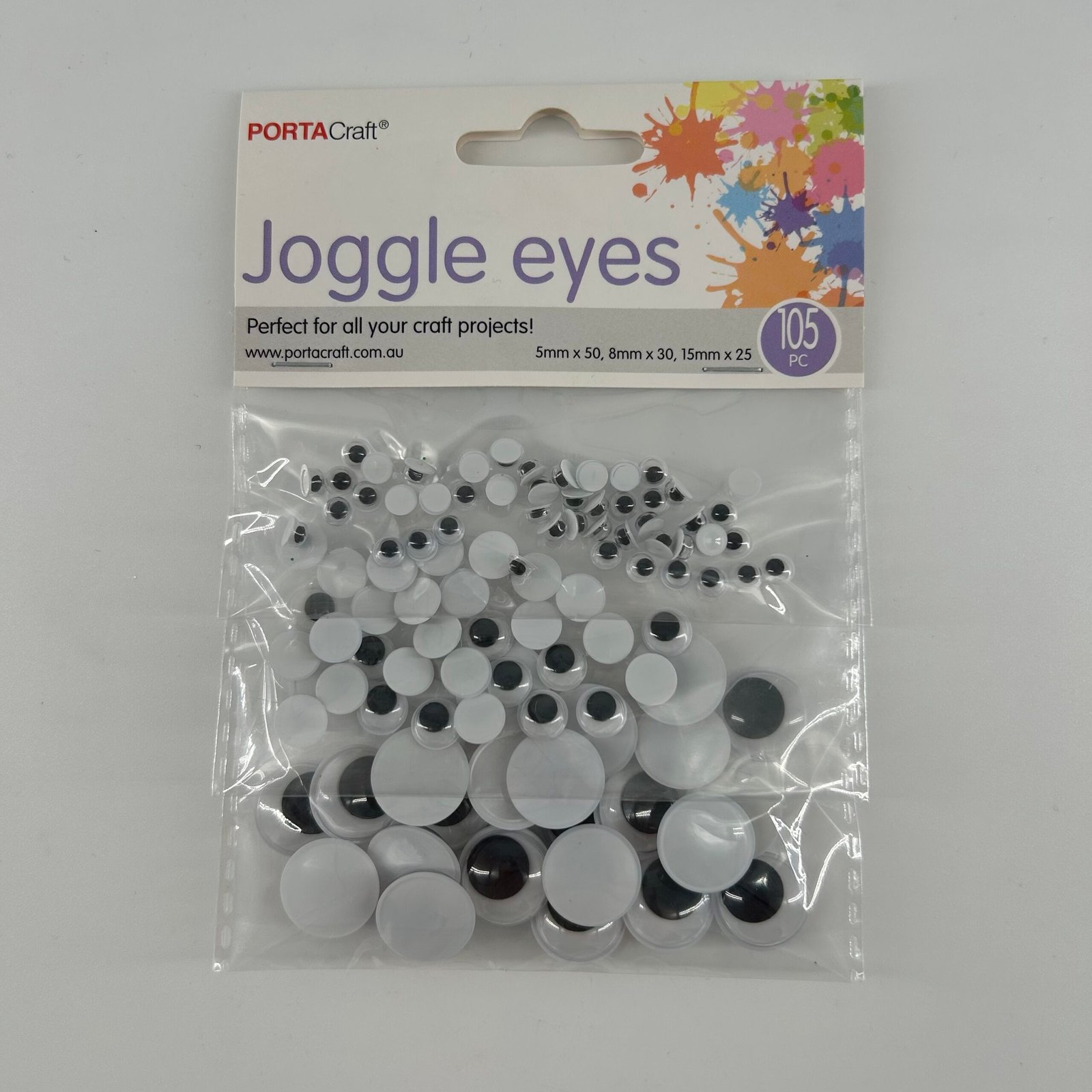 Joggle Eyes (5, 8, 15mm) 105pk