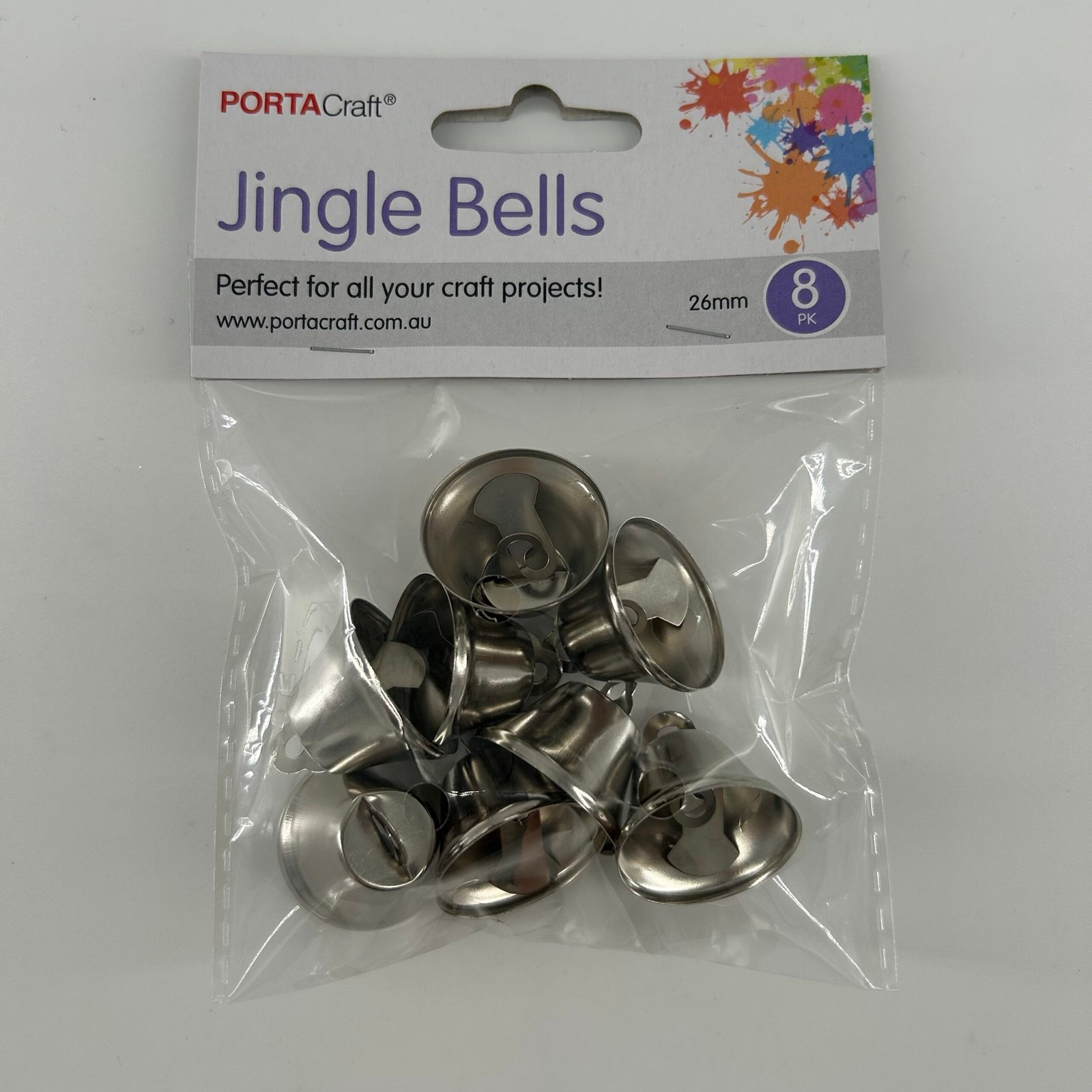 Jingle Bells 26mm 8pk Silver