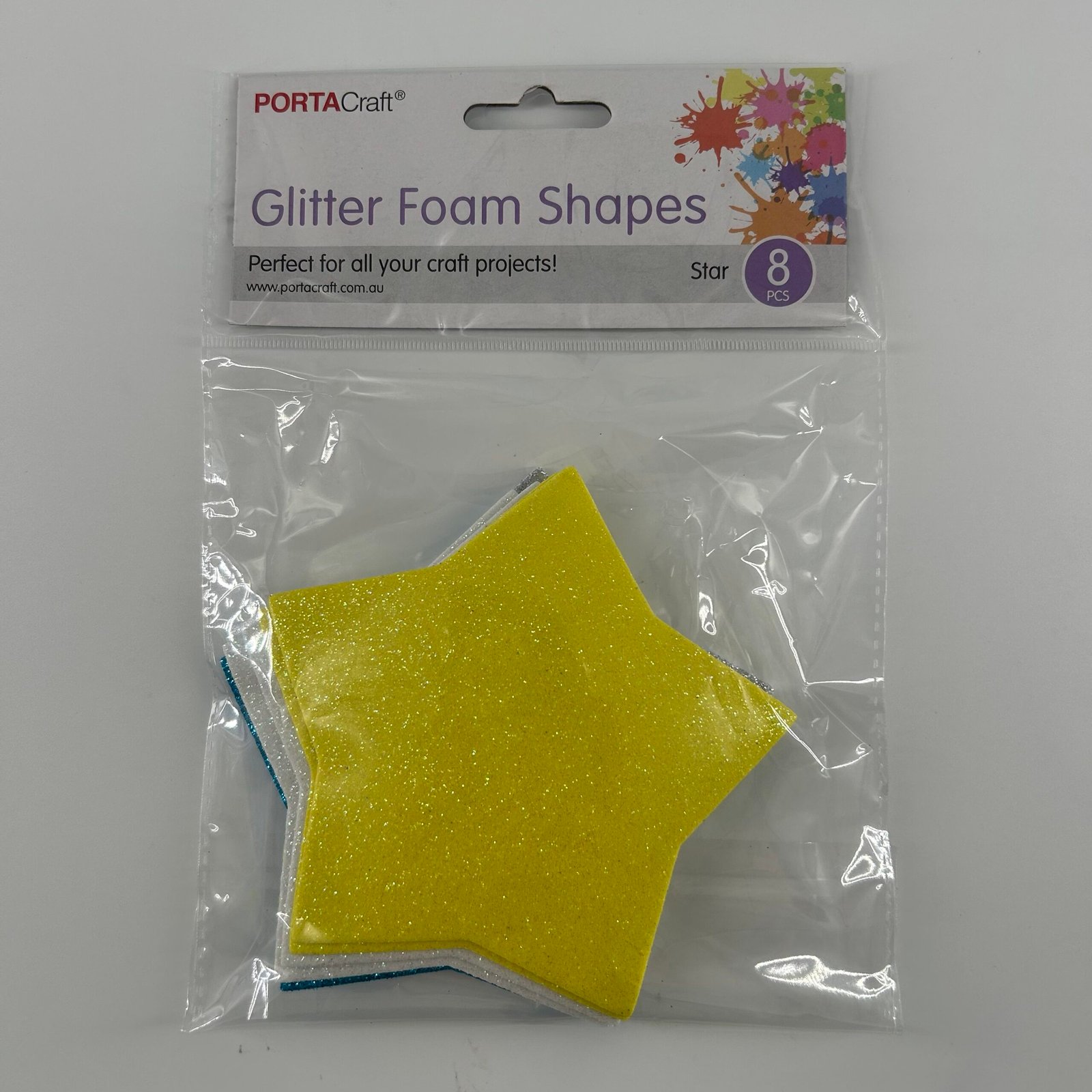 Foam Glitter Shapes 8pk - Stars