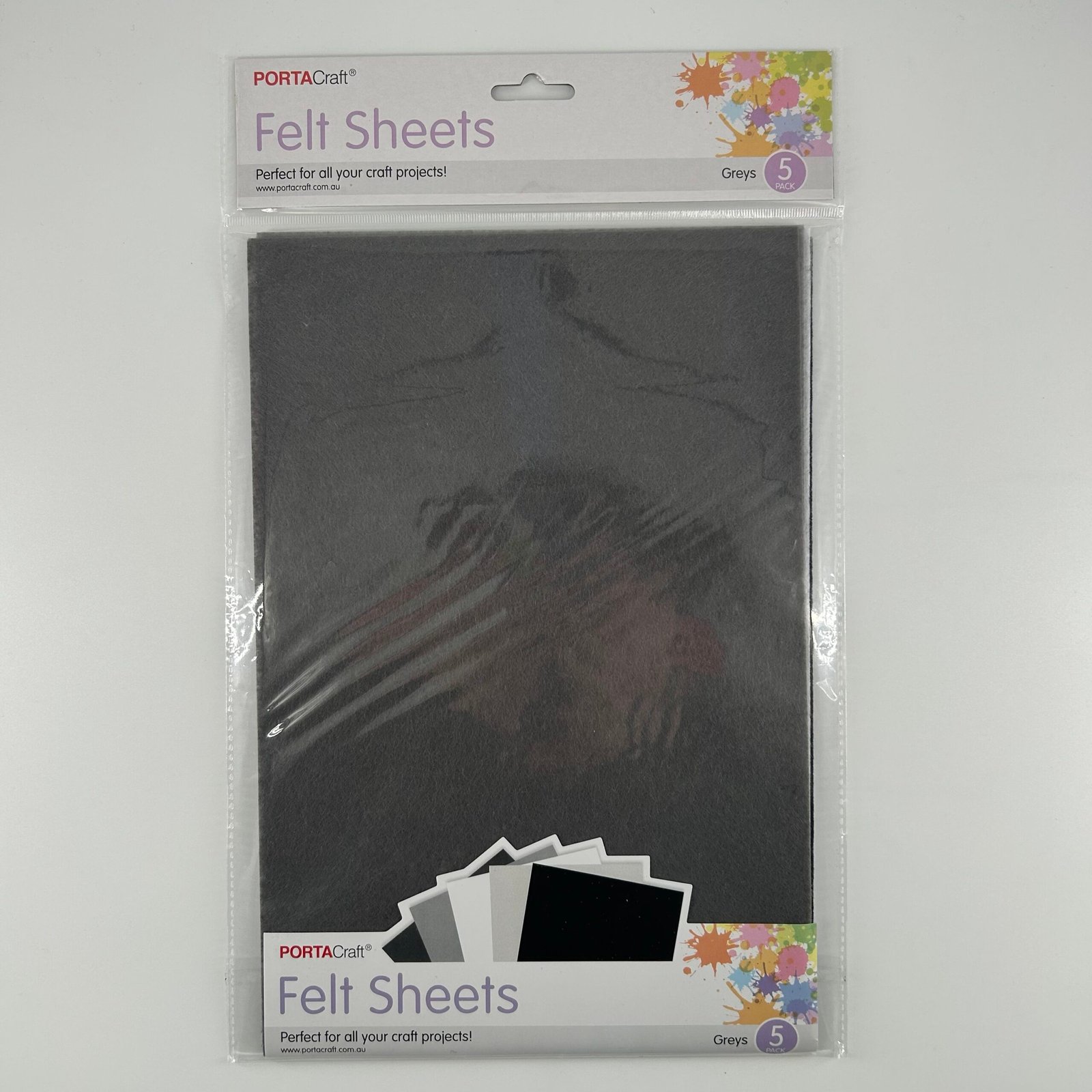 Felt Sheets A4 5pk - Greys