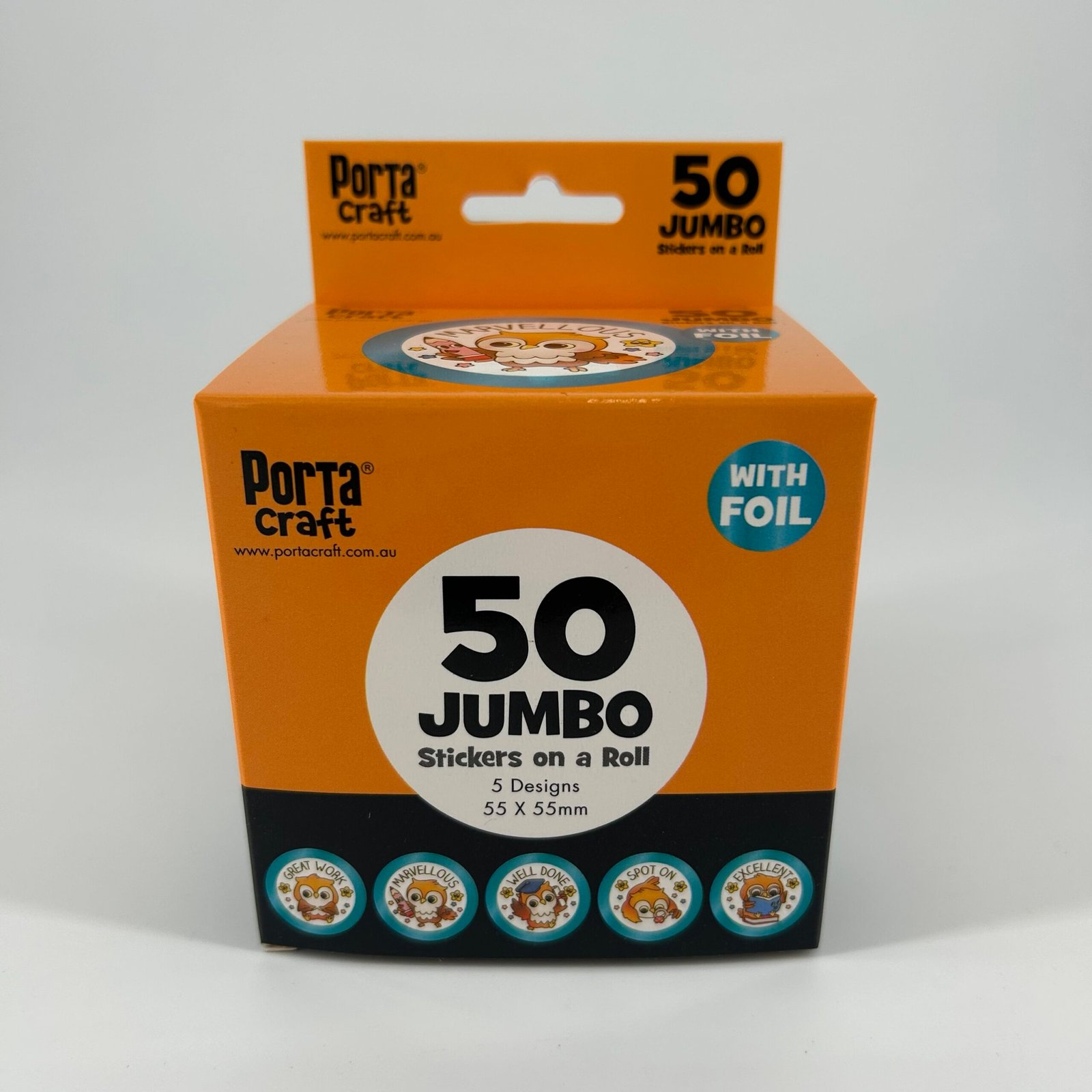 Jumbo Foil Sticker Roll 50pk Owls