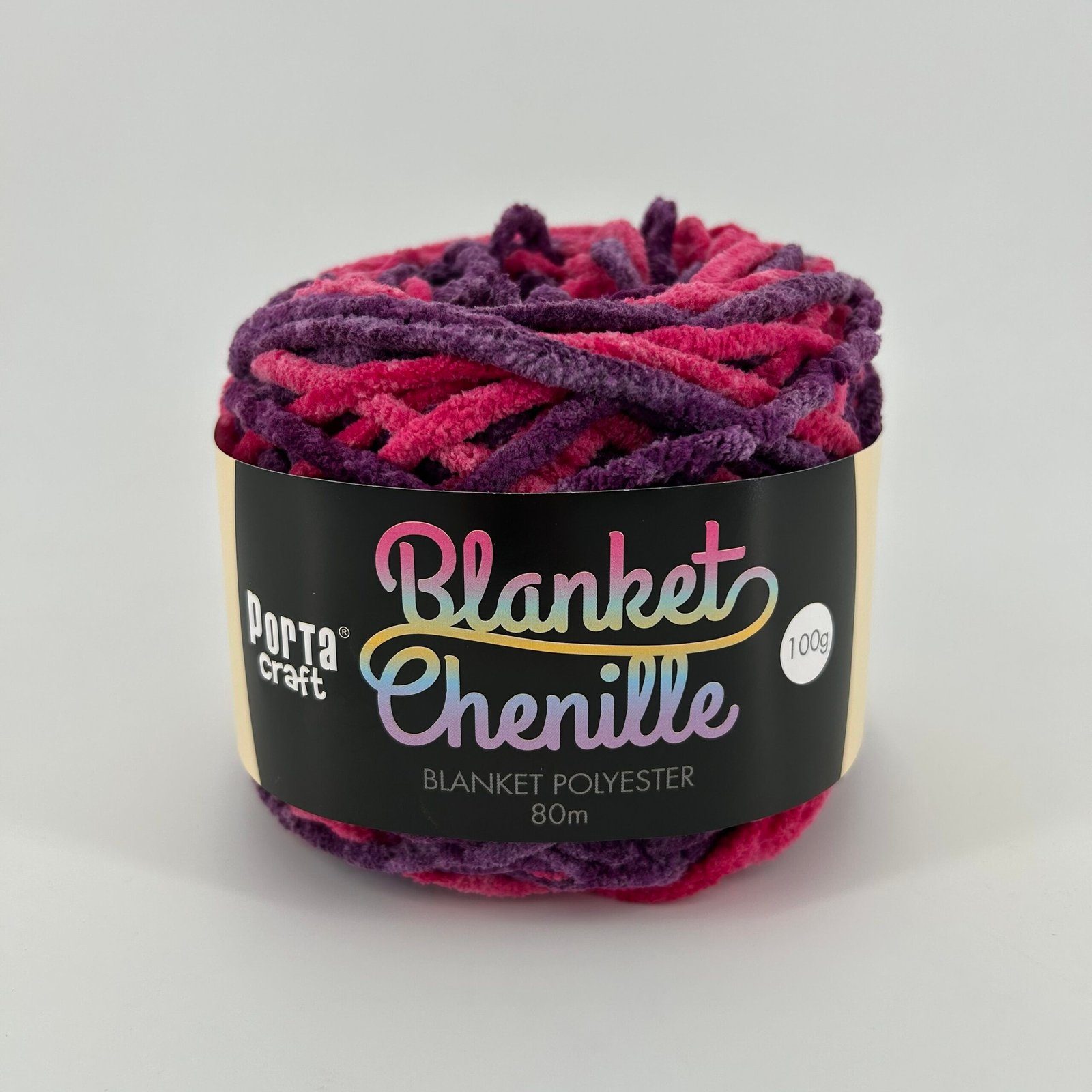 Chenille Blanket Yarn 100g 80m Multi Magenta