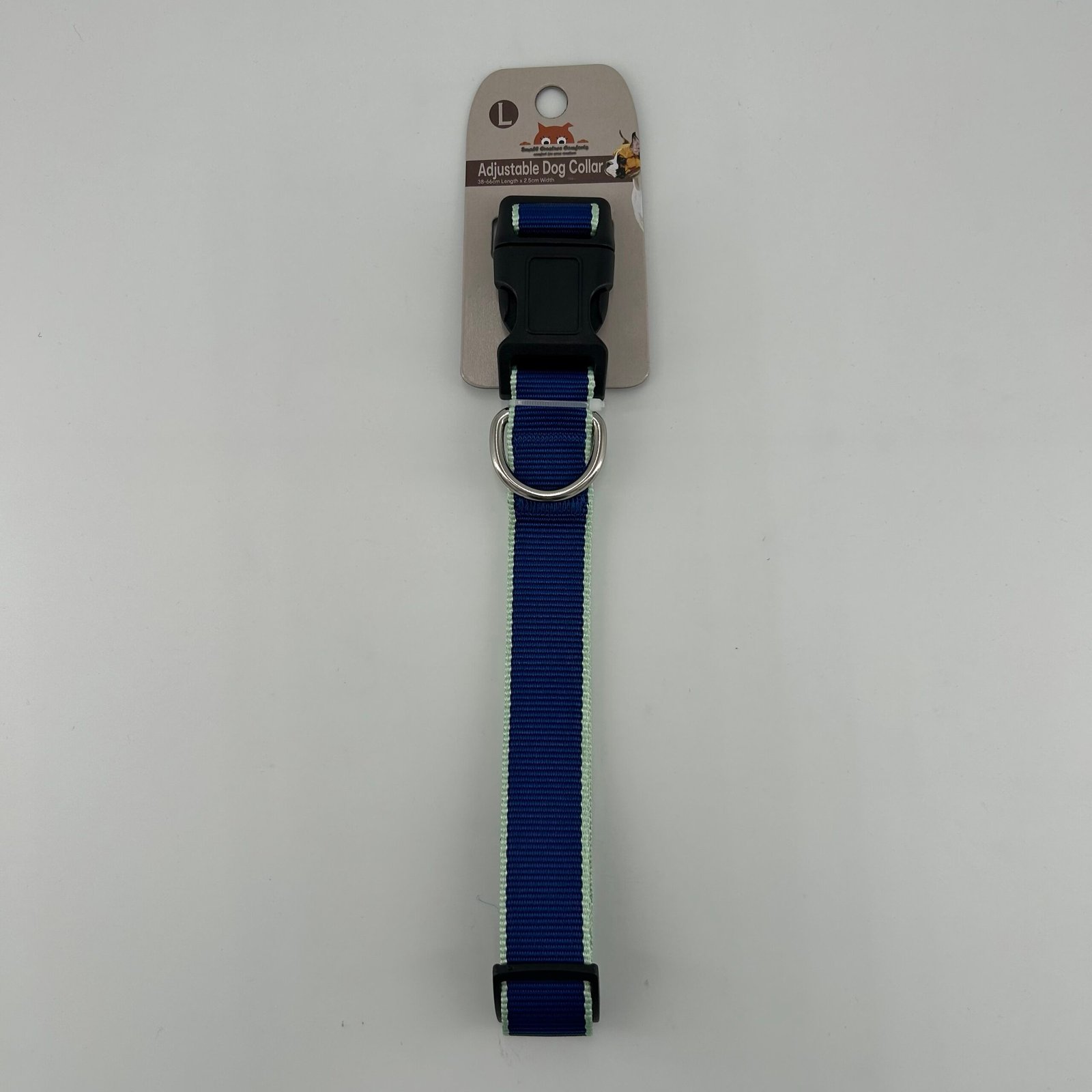 Adjustable dog collar L size, 38-66cm L, 2.5cm W Blue