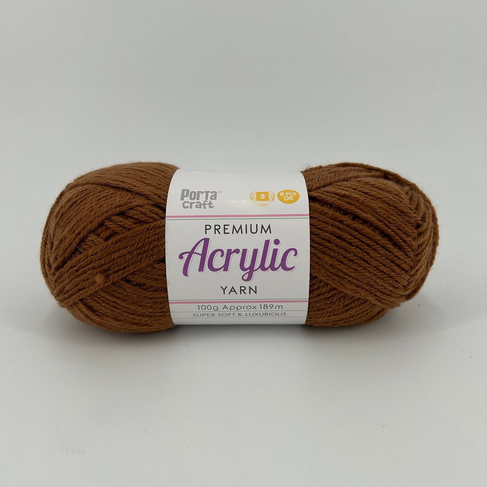 Acryl Yarn 100g 189m 8ply Solid 07 Teddy Bear