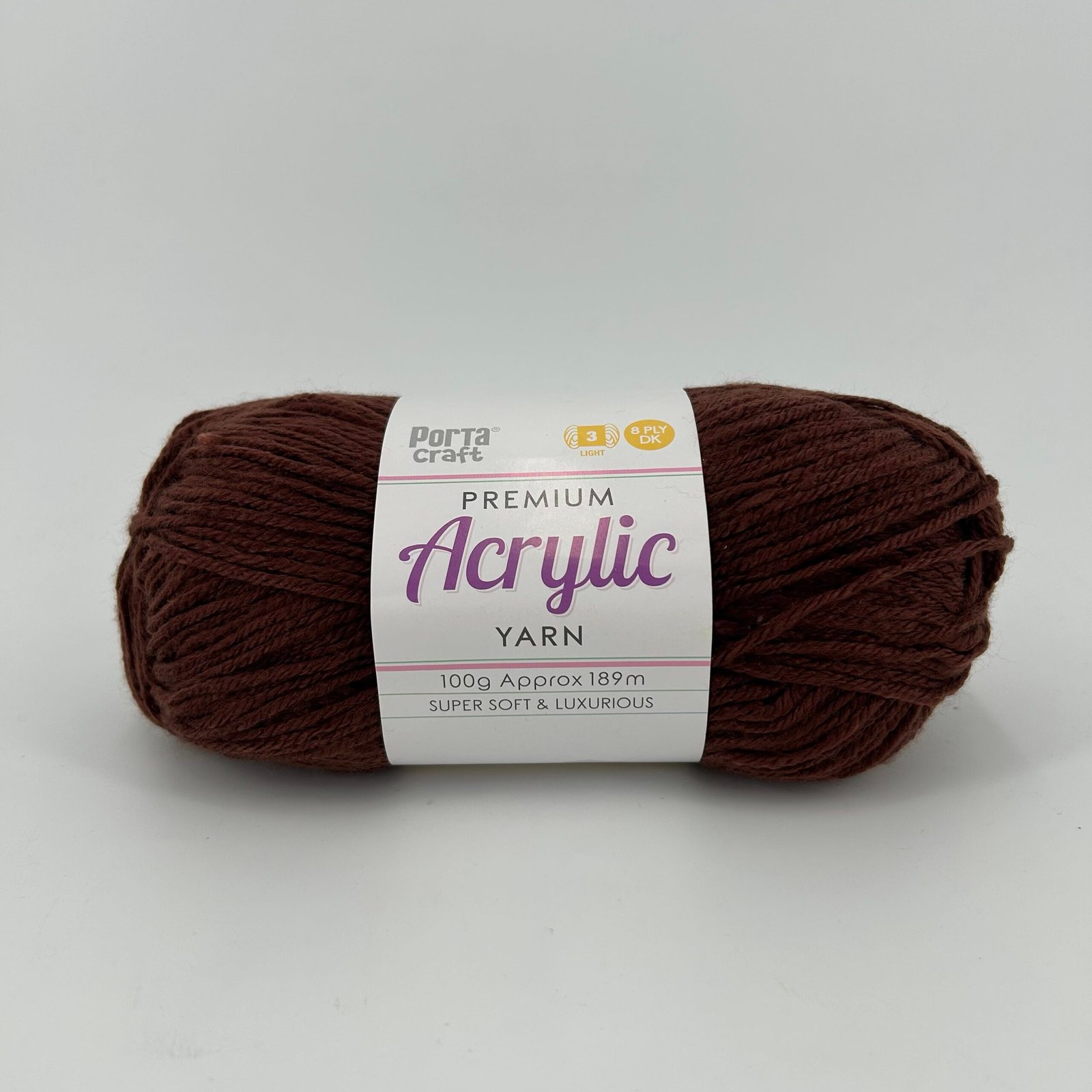 Acryl Yarn 100g 189m 8ply Solid 08 Chestnut