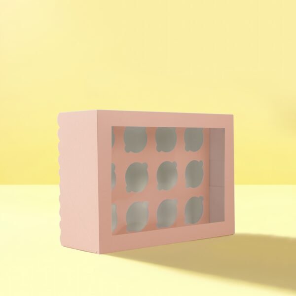 Papyrus Scalloped Tall Cupcake Box (12 hold) - Pastel Pink