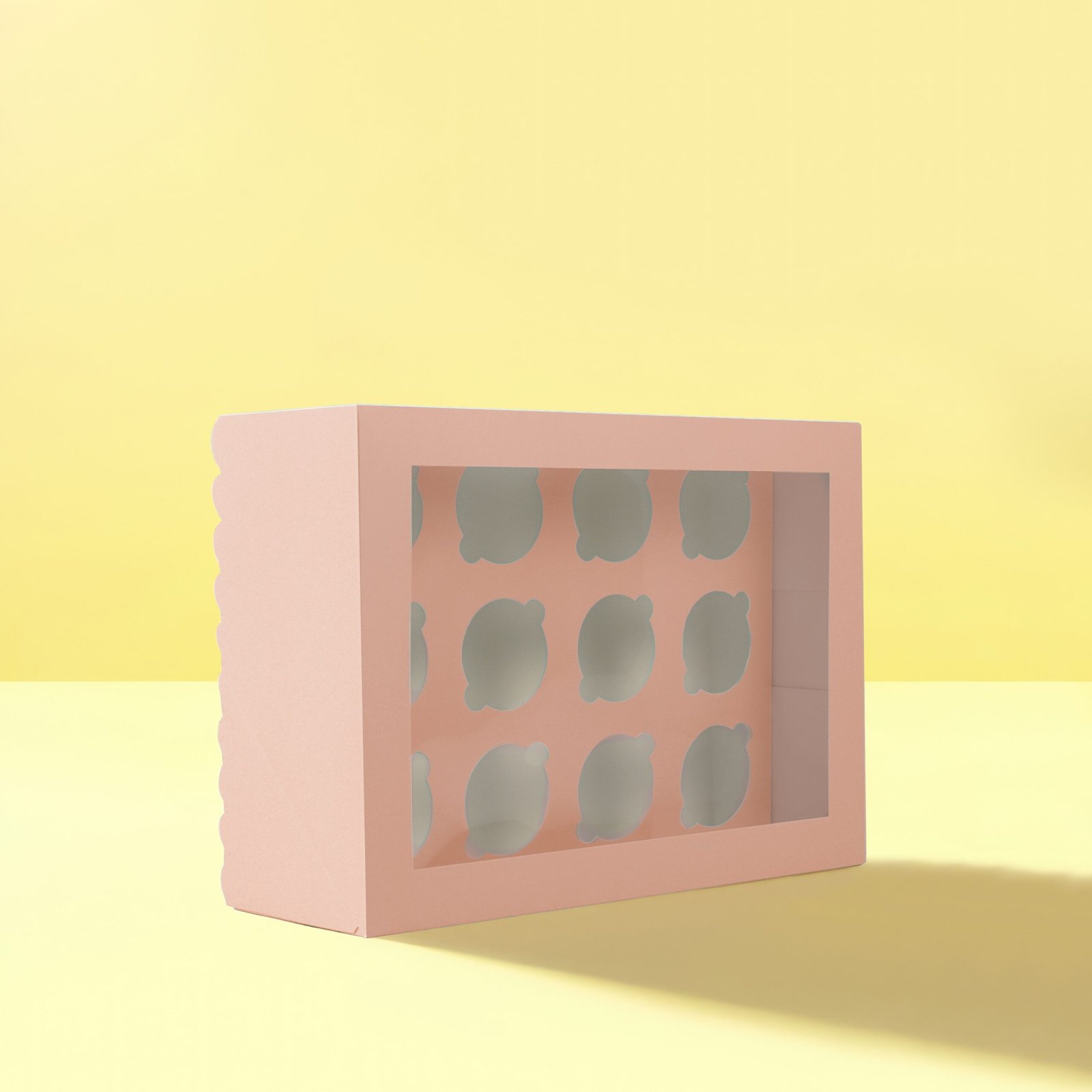 Papyrus Scalloped Tall Cupcake Box (12 hold) - Pastel Pink