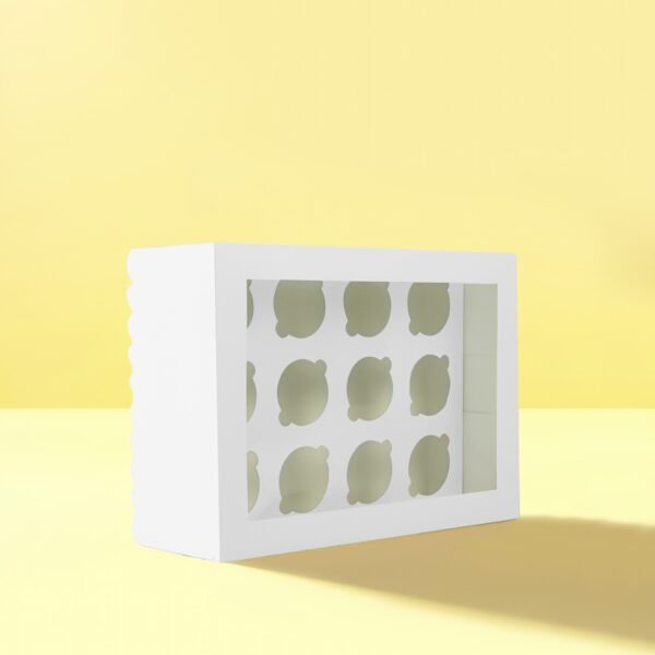 Papyrus Scalloped Tall Cupcake Box (12 hold) - White