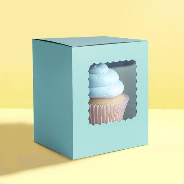 Scalloped Single Cupcake Box (6 pack) - Pastel Blue