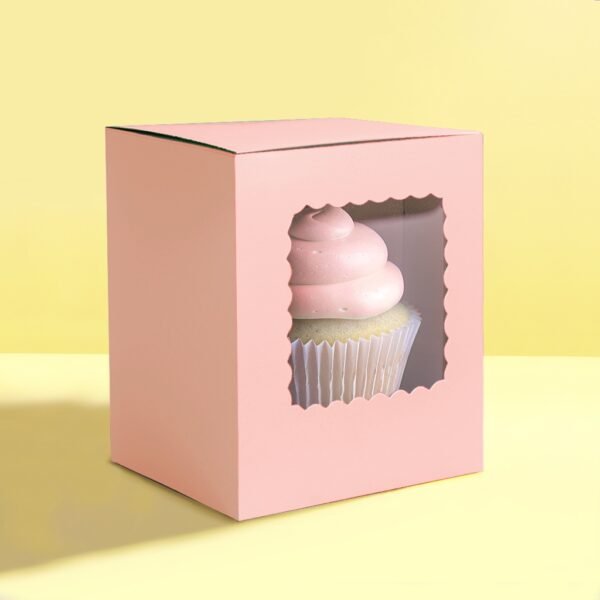 Scalloped Single Cupcake Box (6 pack) - Pastel Pink