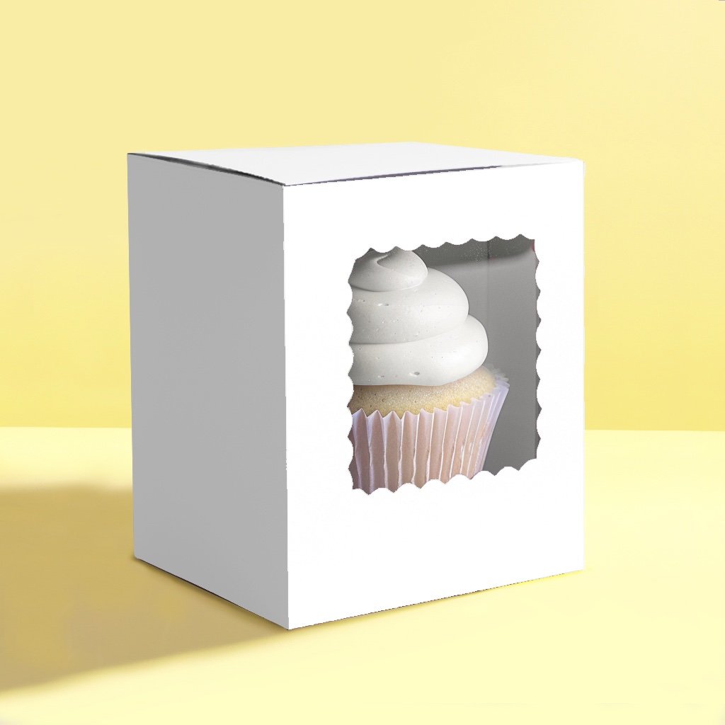 Scalloped Single Cupcake Box (6 pack) - White