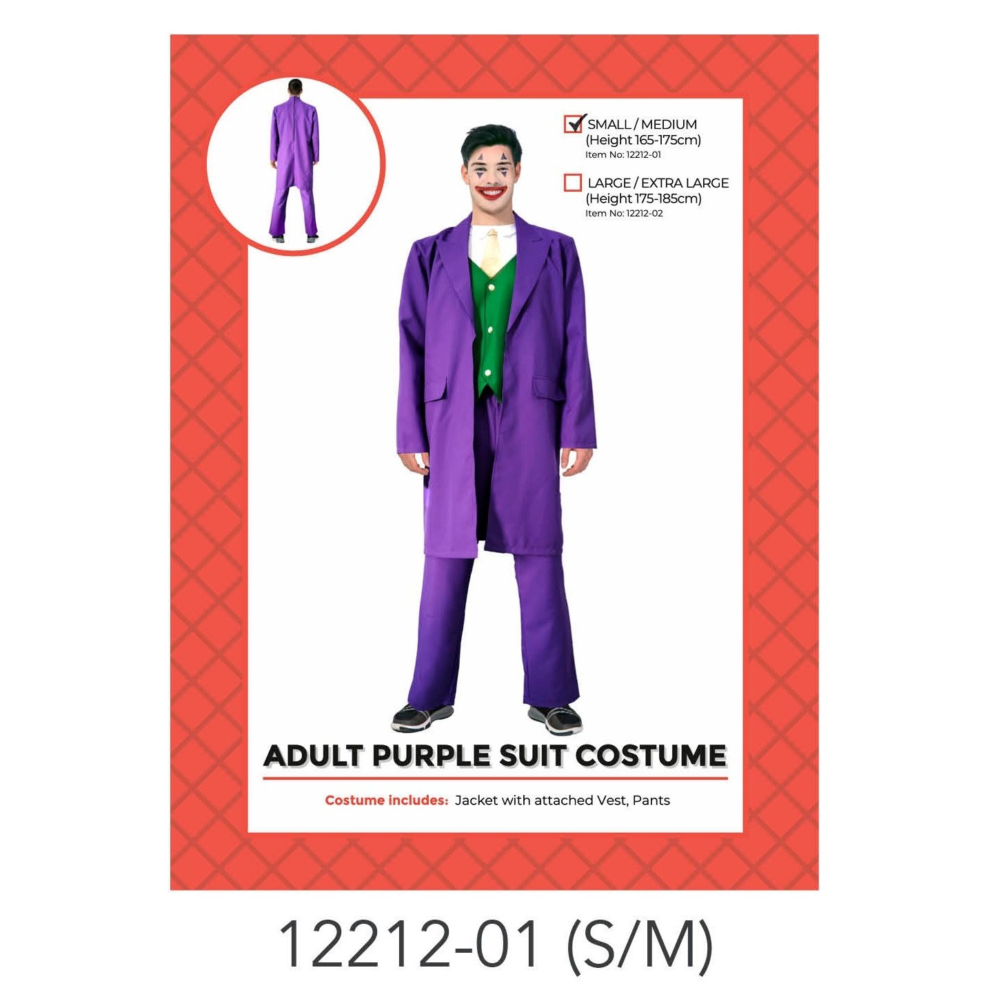 Adult Purple Clown Costume (S/M)