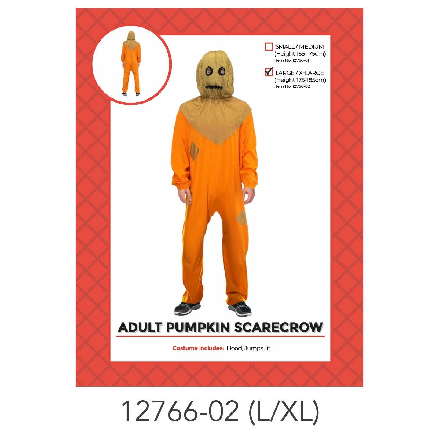 Adult Pumpkin Scarecrow Costume L/XL