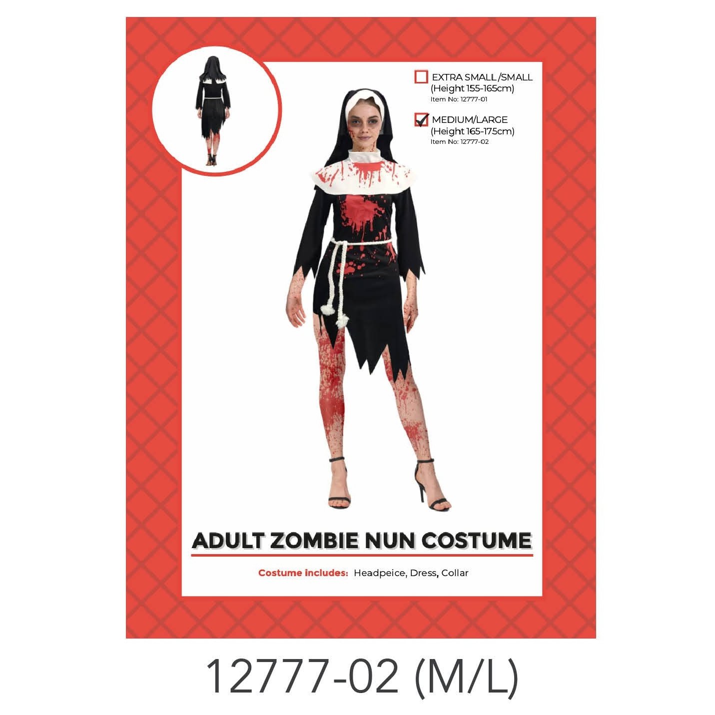 Adult Zombie Nun Costume M/L