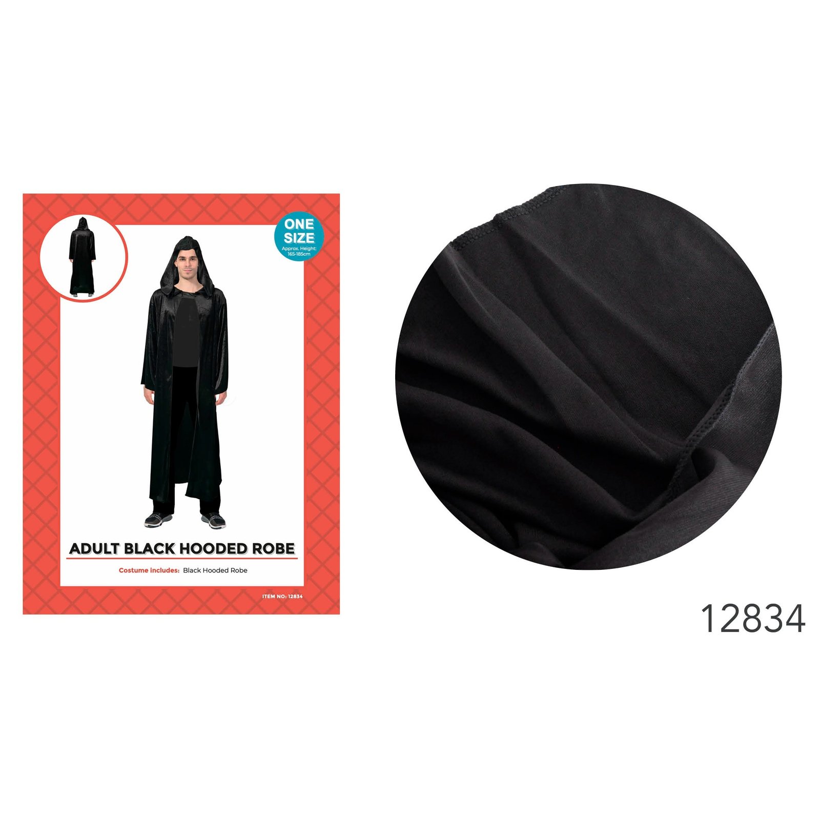 Adult Black Hooded Robe Costume